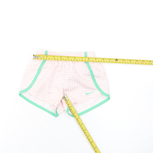 Nike Girls Pink Check Dri-FIT Athletic Shorts 2-3 Years