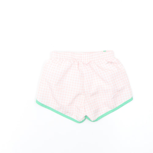 Nike Girls Pink Check Dri-FIT Athletic Shorts 2-3 Years