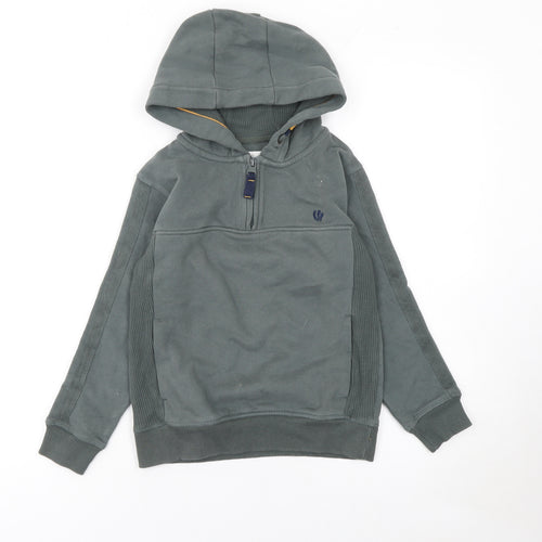 FatFace Boys Grey 7-8 Years Half Zip Hooded Cotton Blend Sweatshirt