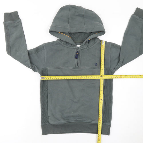 FatFace Boys Grey 7-8 Years Half Zip Hooded Cotton Blend Sweatshirt