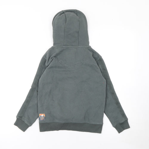 FatFace Boys Grey 7-8 Years Half Zip Hooded Cotton Blend Sweatshirt