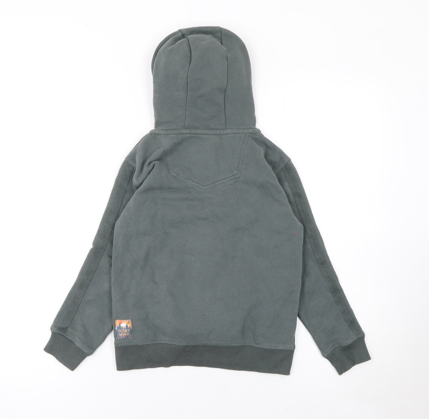 FatFace Boys Grey 7-8 Years Half Zip Hooded Cotton Blend Sweatshirt