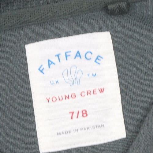 FatFace Boys Grey 7-8 Years Half Zip Hooded Cotton Blend Sweatshirt