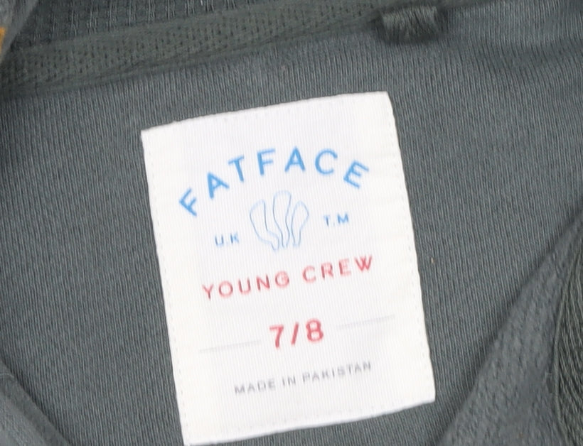 FatFace Boys Grey 7-8 Years Half Zip Hooded Cotton Blend Sweatshirt