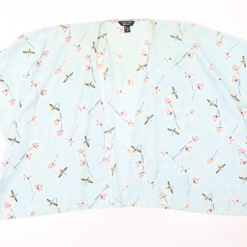 New Look 915 Girls Blue Dragonfly Floral Kimono Top Size L Polyester