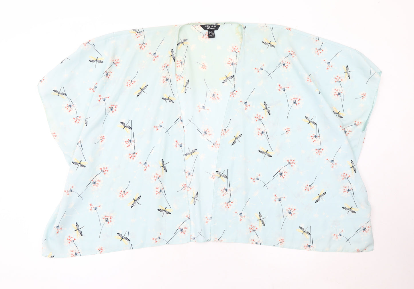 New Look 915 Girls Blue Dragonfly Floral Kimono Top Size L Polyester