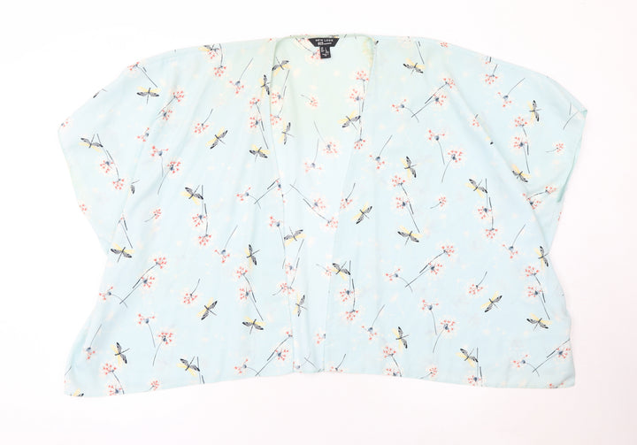 New Look 915 Girls Blue Dragonfly Floral Kimono Top Size L Polyester