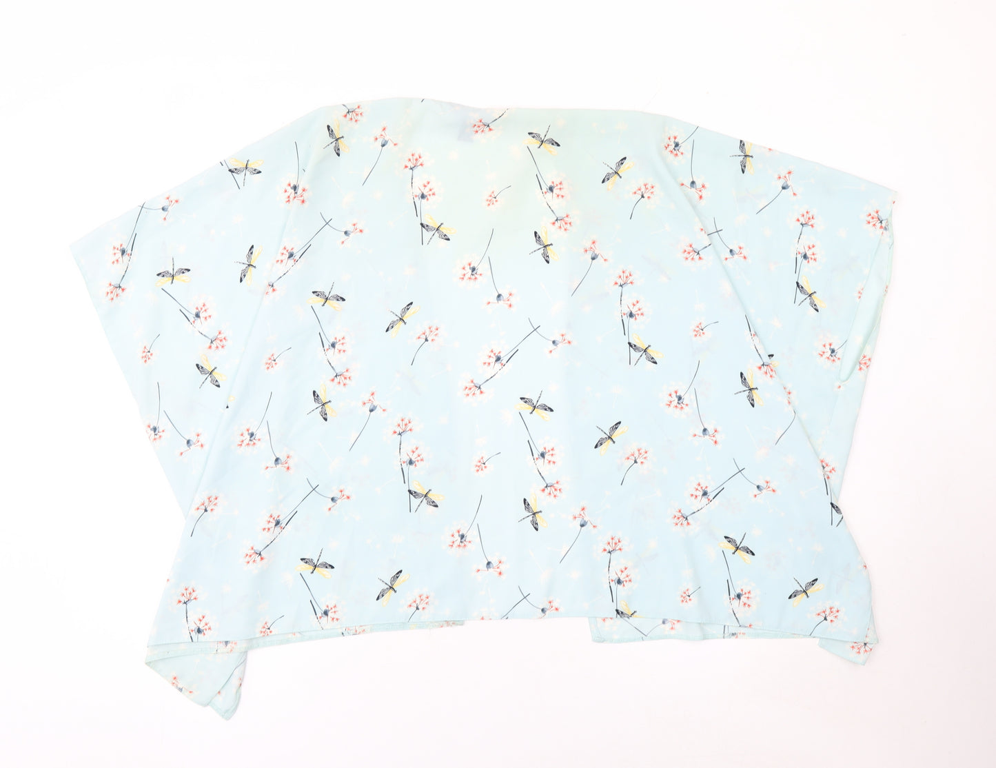 New Look 915 Girls Blue Dragonfly Floral Kimono Top Size L Polyester