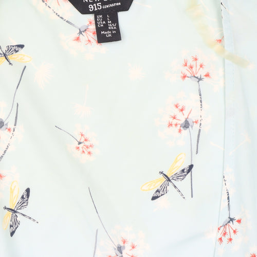New Look 915 Girls Blue Dragonfly Floral Kimono Top Size L Polyester