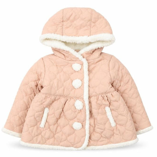 Tahari Girls Pink Quilted Hooded Faux Fur Trim Coat 2 Years