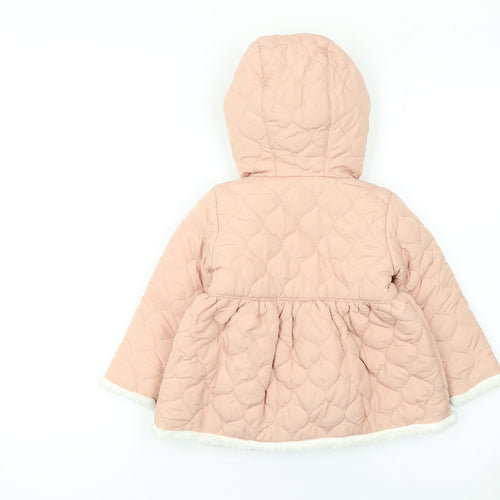Tahari Girls Pink Quilted Hooded Faux Fur Trim Coat 2 Years