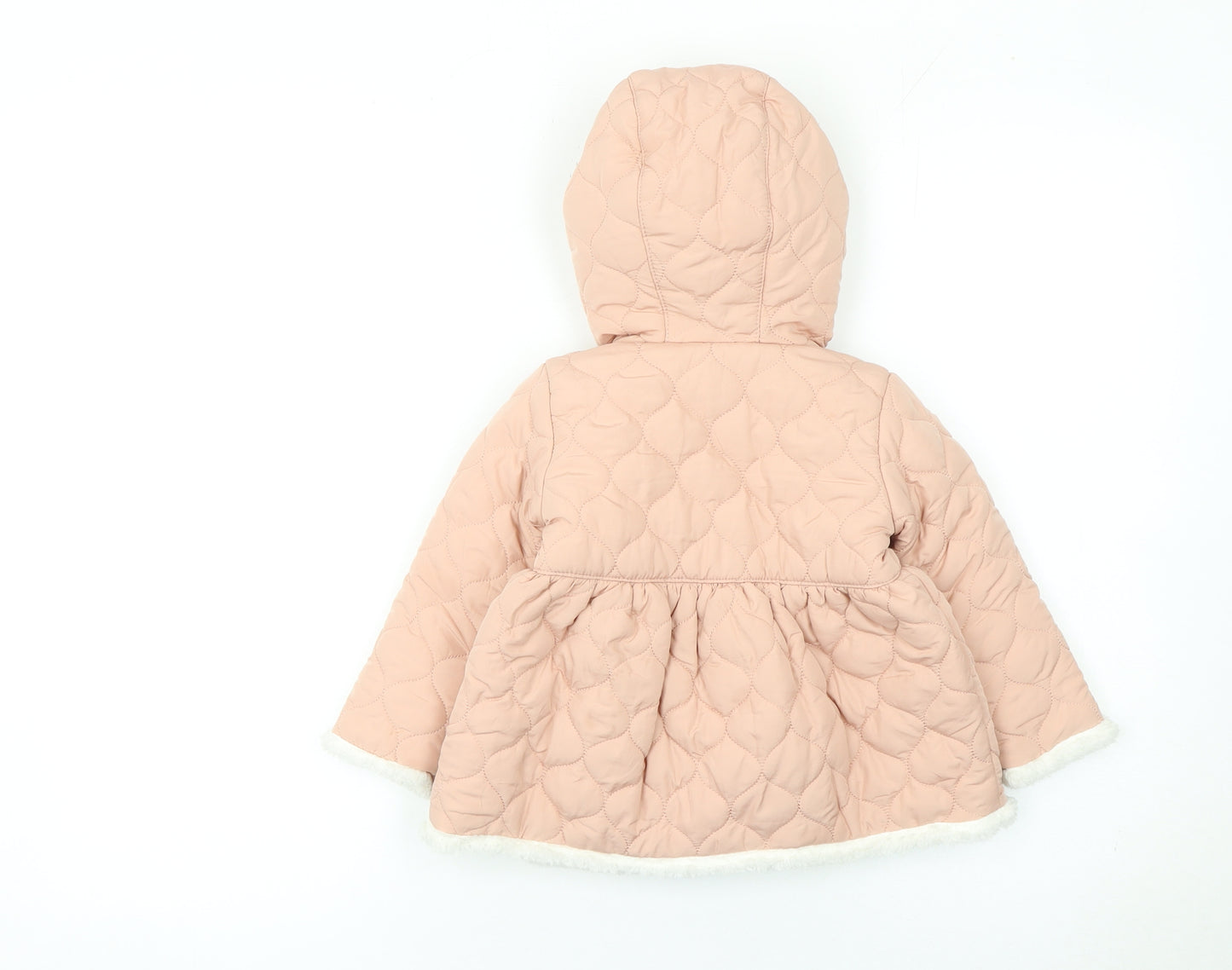 Tahari Girls Pink Quilted Hooded Faux Fur Trim Coat 2 Years