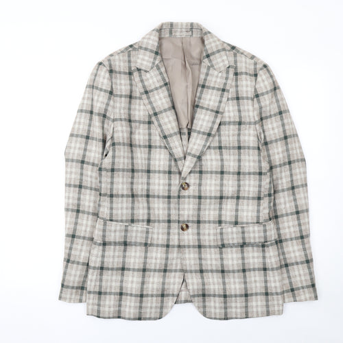 Dan John Men's Beige Check Slim Fit Blazer 46 Regular Jacket
