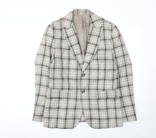 Dan John Men's Beige Check Slim Fit Blazer 46 Regular Jacket