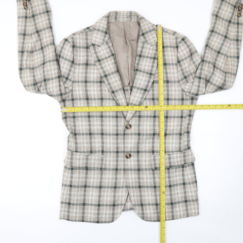 Dan John Men's Beige Check Slim Fit Blazer 46 Regular Jacket