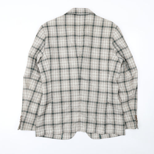 Dan John Men's Beige Check Slim Fit Blazer 46 Regular Jacket