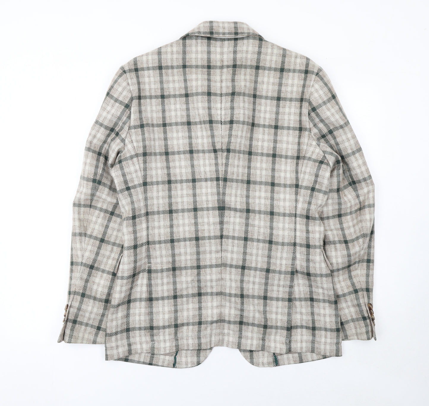 Dan John Men's Beige Check Slim Fit Blazer 46 Regular Jacket