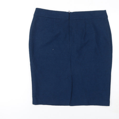 Marks and Spencer Women Blue Wool Blend Pencil Skirt Size 14