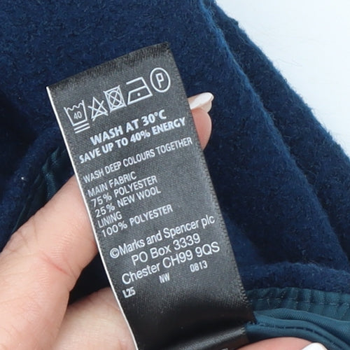 Marks and Spencer Women Blue Wool Blend Pencil Skirt Size 14