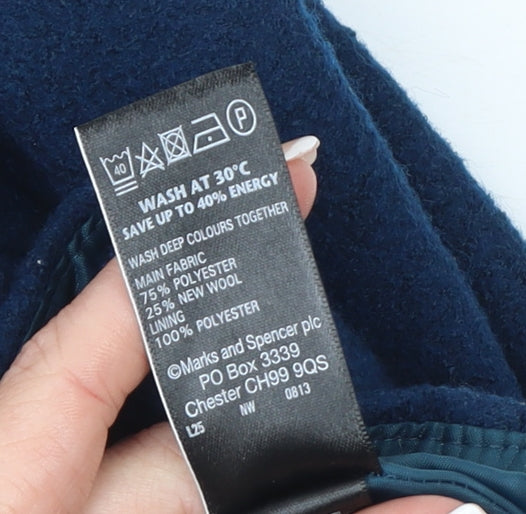 Marks and Spencer Women Blue Wool Blend Pencil Skirt Size 14