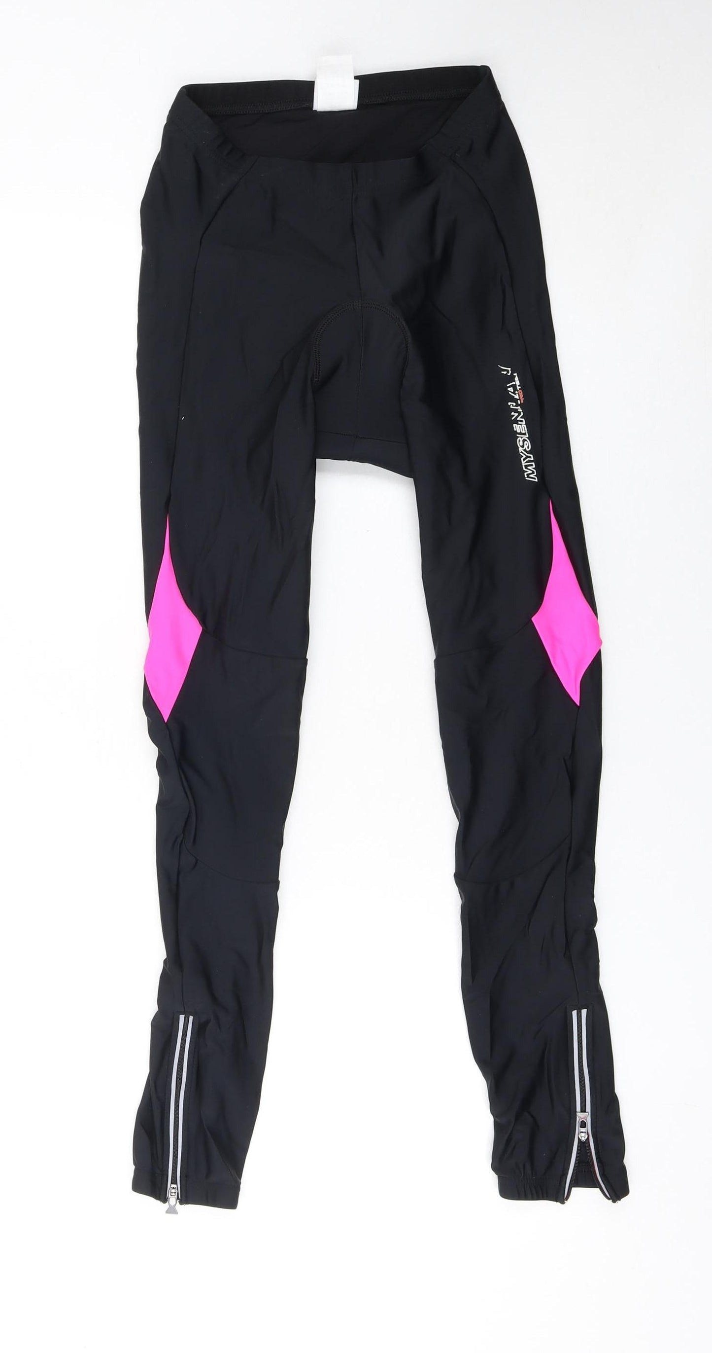 Mysenlan Girls Black XL Cycling Leggings Reflective Ankle Zip Sportswear