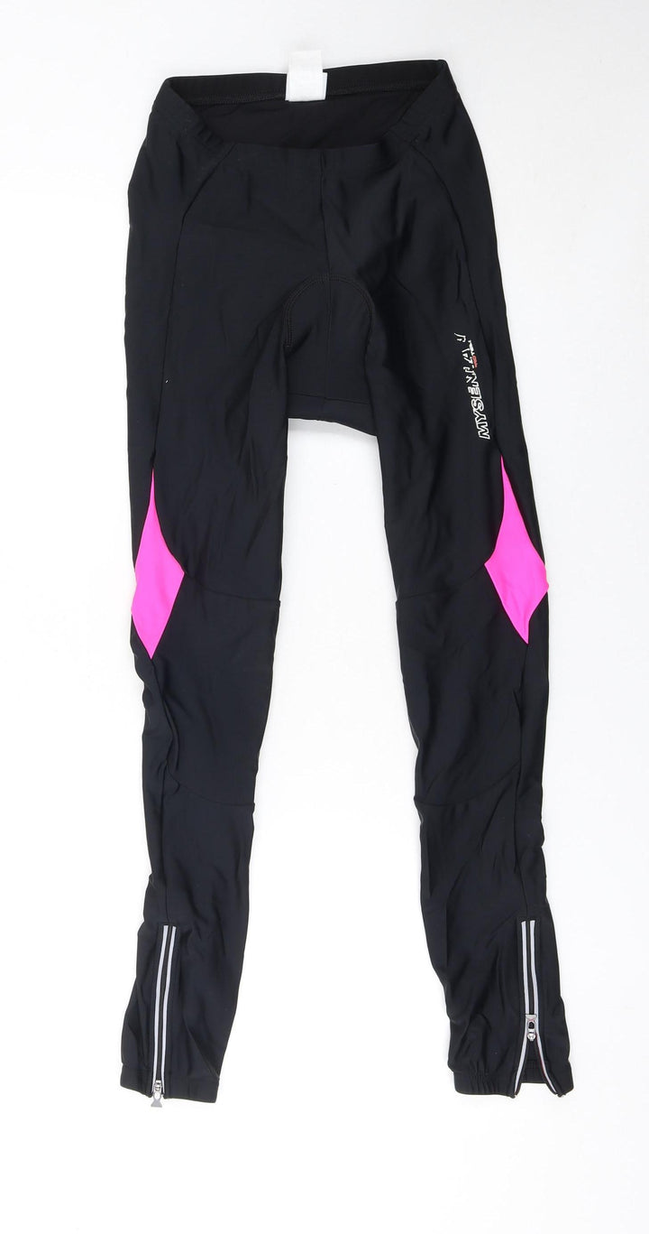 Mysenlan Girls Black XL Cycling Leggings Reflective Ankle Zip Sportswear
