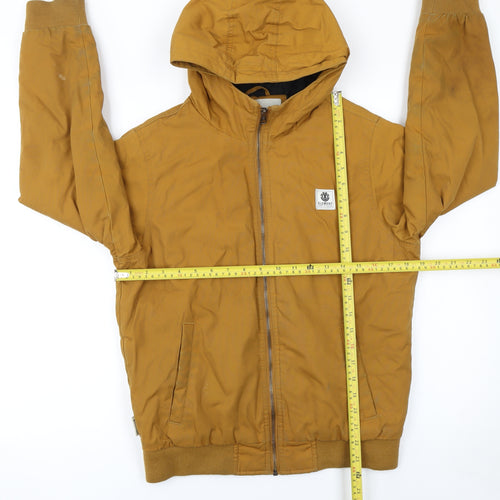 Element Boys Brown Hooded Bomber Jacket Size 14 Years Polyester Cotton