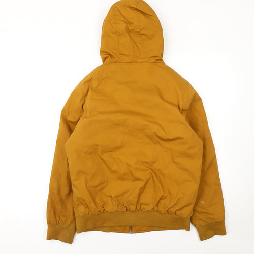 Element Boys Brown Hooded Bomber Jacket Size 14 Years Polyester Cotton
