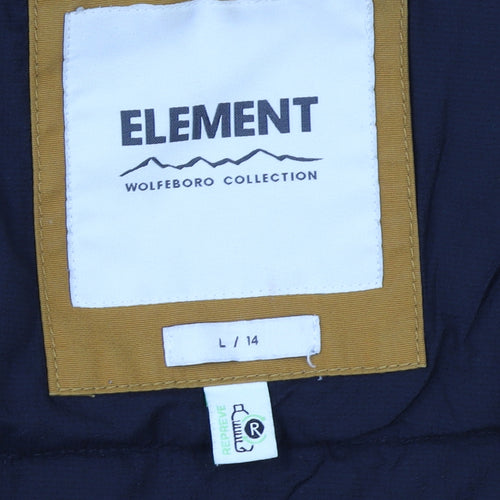 Element Boys Brown Hooded Bomber Jacket Size 14 Years Polyester Cotton