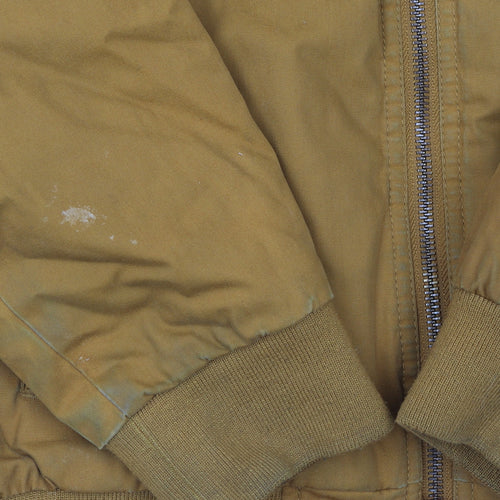 Element Boys Brown Hooded Bomber Jacket Size 14 Years Polyester Cotton