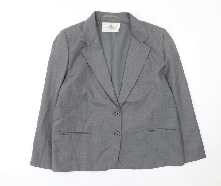 Greenwoods Women Grey Wool Blend Suit Jacket Size 16 Classic Fit