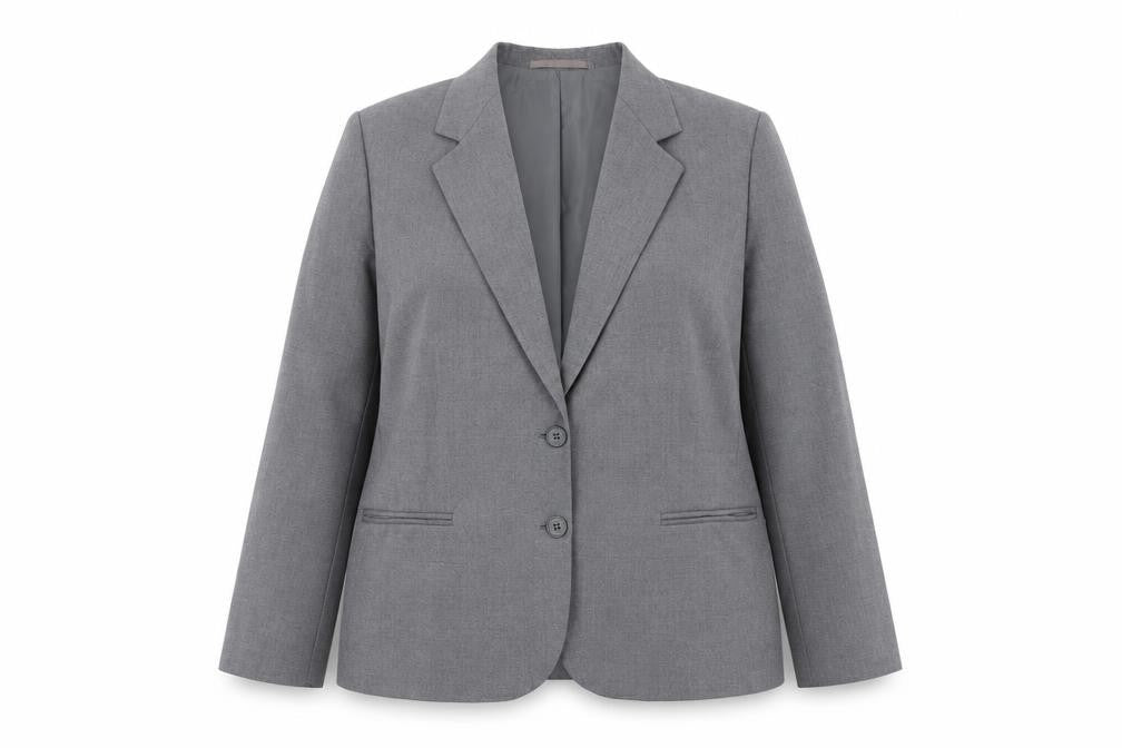 Front view of Greenwoods Women Grey Wool Blend Suit Jacket, size 16, Classic Fit