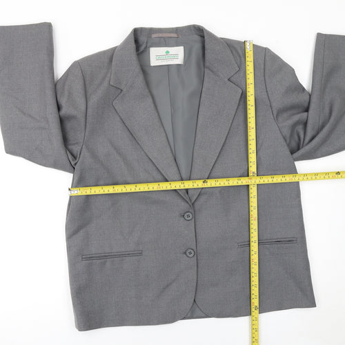 Greenwoods Women Grey Wool Blend Suit Jacket Size 16 Classic Fit