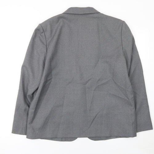 Greenwoods Women Grey Wool Blend Suit Jacket Size 16 Classic Fit