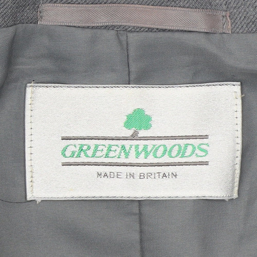 Greenwoods Women Grey Wool Blend Suit Jacket Size 16 Classic Fit