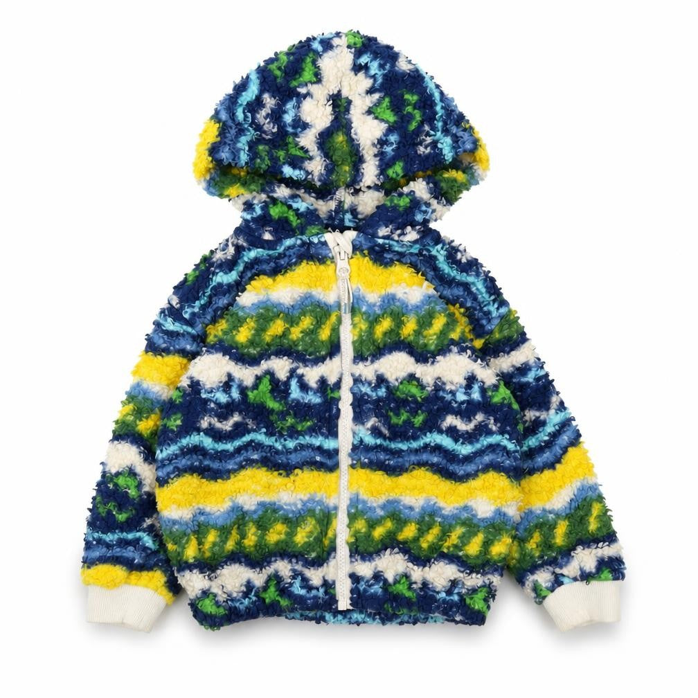 Front view of Leigh Tucker Willow boys’ multicoloured hooded fleece jacket 2-3 years