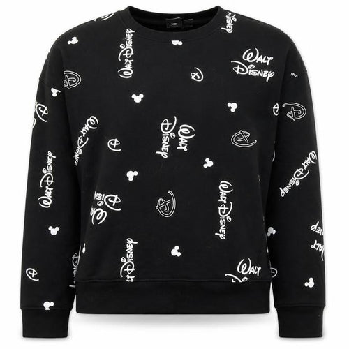 Disney Women Black Sweatshirt Small Walt Disney Print Crew Neck