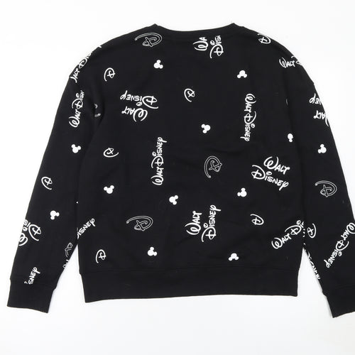 Disney Women Black Sweatshirt Small Walt Disney Print Crew Neck