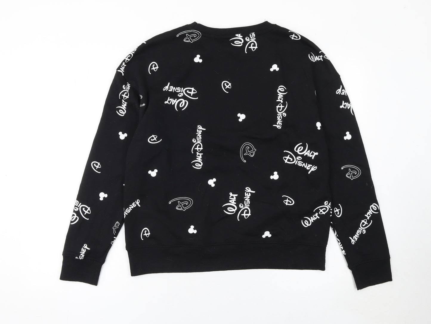 Disney Women Black Sweatshirt Small Walt Disney Print Crew Neck