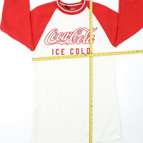 H&M Women’s Coca-Cola Red White Long Sleeve T-Shirt Dress XS