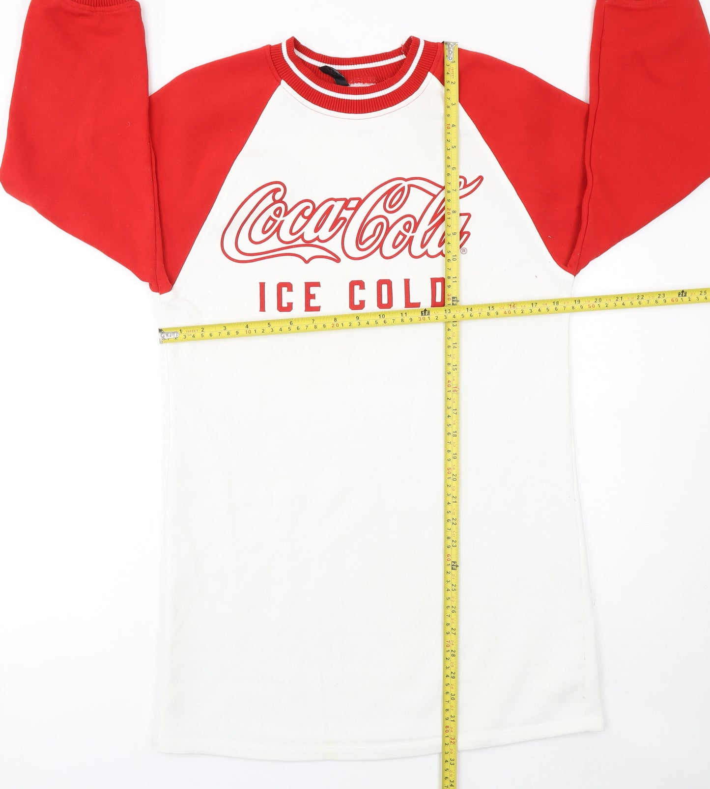 H&M Women’s Coca-Cola Red White Long Sleeve T-Shirt Dress XS