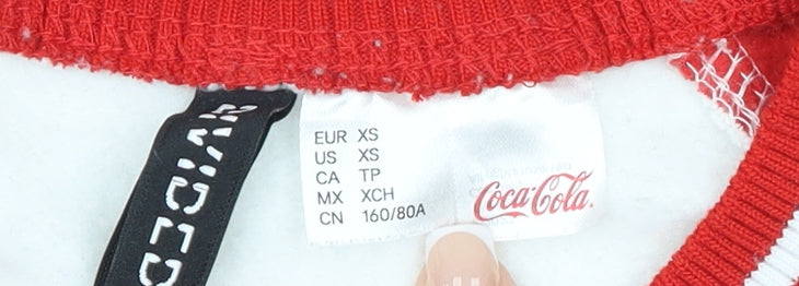 H&M Women’s Coca-Cola Red White Long Sleeve T-Shirt Dress XS