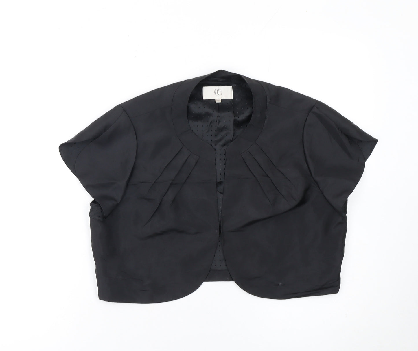 CC Women Black Size 14 Cropped Shawl Collar Tuxedo Jacket