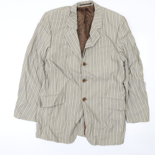 Obvious Men's Beige Striped Wool Blend Blazer Jacket Size 50 Reg