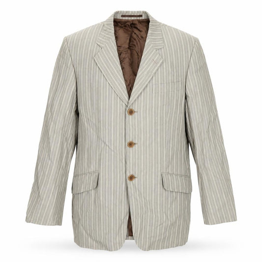 Obvious Men's Beige Striped Wool Blend Blazer Jacket Size 50 Reg