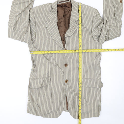 Obvious Men's Beige Striped Wool Blend Blazer Jacket Size 50 Reg