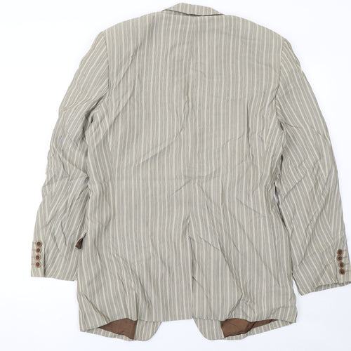 Obvious Men's Beige Striped Wool Blend Blazer Jacket Size 50 Reg