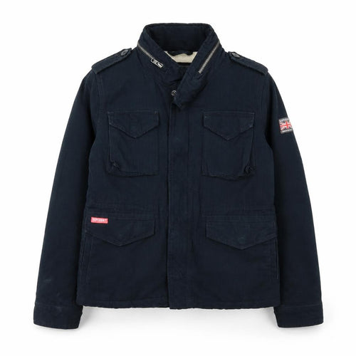 Superdry Women’s Blue Cotton Military Jacket Size S Lined Zip Pockets