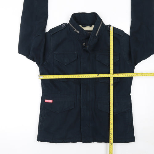 Superdry Women’s Blue Cotton Military Jacket Size S Lined Zip Pockets