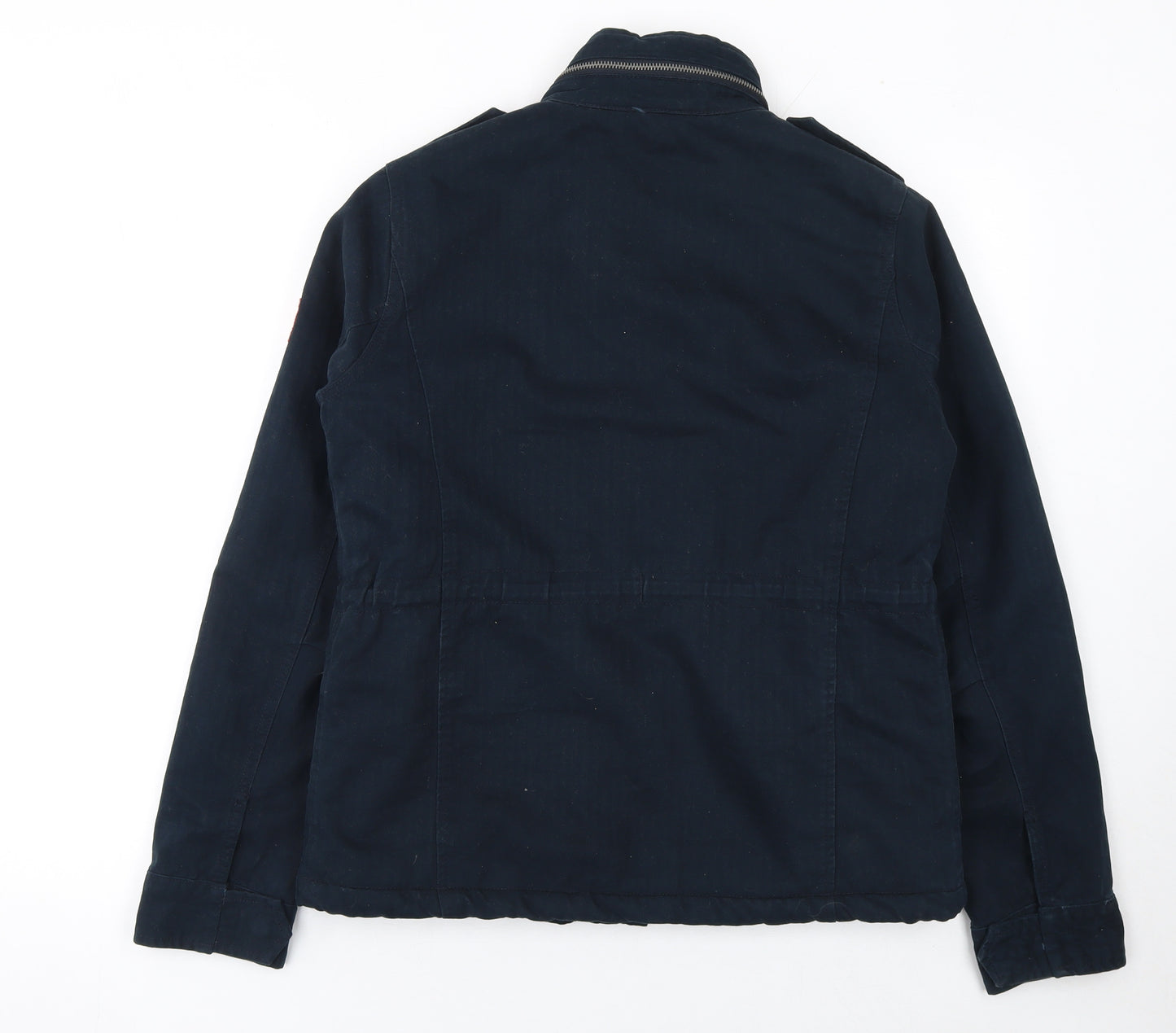 Superdry Women’s Blue Cotton Military Jacket Size S Lined Zip Pockets